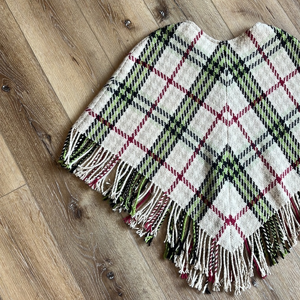 BURBERRY London Cashmere Wool Plaid Fringe Poncho - Picture 8 of 9